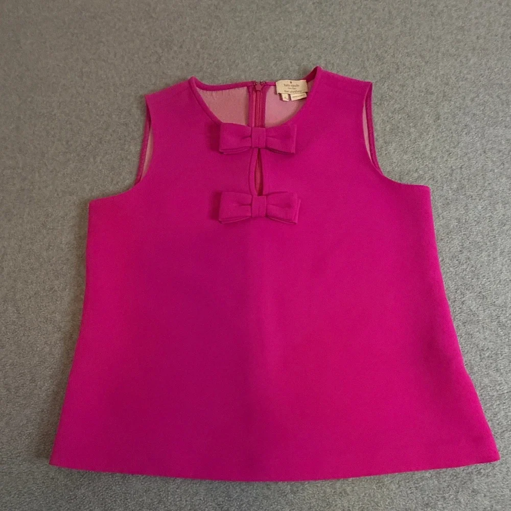 Kate Spade New York Magenta Pink Sleeveless Bow Front Top Size 0